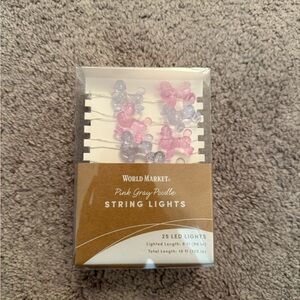 Cost Plus World Market Pink and Gray Poodle LED String Lights